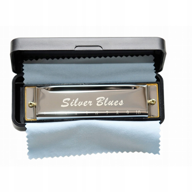 HARMONIJKA DIATONICZNA SILVER BLUES A-DUR (ETUI + SZMATKA)