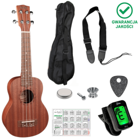 II Zestaw Szkolny Ukulele Sopranowe Korala + Dodatki